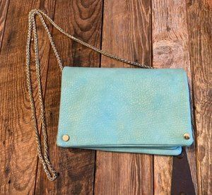 Stitch Fix Street Level Demi Fold Over Vegan Leather Crossbody Bag Mint Green